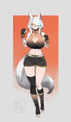  :3 animal_ear_fluff animal_ears asymmetrical_legwear black_gloves boxing boxing_shorts breasts character_request cleavage cleavage_cutout clenched_hand clothing_cutout difman feet fighting_stance fingerless_gloves gloves gradient_background grey_eyes hair_over_one_eye hands_up highres huge_breasts long_tail looking_at_viewer muscular muscular_female nail_polish orange_background original shiny_skin shorts signature skipping smug tail tiptoes toeless_legwear toenail_polish toenails toned white_fur white_hair wide_hips yellow_eyes yellow_nails 