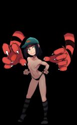  1boy 1girl aqua_headwear ass bad_id bad_pixiv_id baseball_cap black_background black_hair black_panties black_socks bob_cut breasts claw_pose claws collarbone commentary commission contrapposto cosplay creatures_(company) curled_fingers dark disembodied_hand english_commentary freckles front_to_back full_body furry furry_male furry_with_non-furry game_freak gen_7_pokemon green_eyes grey_socks hairband hat hetero highleg highleg_panties highres incineroar interspecies kasia_mikolajczyk_(silverfox442) kneehighs leaning_forward looking_at_another looking_back navel nintendo nipples original panties picnicker_(pokemon) picnicker_(pokemon)_(cosplay) pokemon pokemon_(creature) pokemon_oras pokephilia polyle self_wedgie short_hair simple_background small_breasts smile socks solo_focus standing striped_clothes striped_socks thick_eyebrows thumb_in_beltline topless two-tone_socks uncensored underwear underwear_only wedgie yellow_hairband 