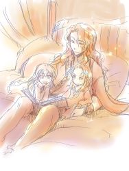  1girl 2boys arvis_(fire_emblem) book brother_and_sister family father_and_daughter father_and_son fire_emblem fire_emblem:_genealogy_of_the_holy_war highres julia_(fire_emblem) julius_(fire_emblem) multiple_boys nintendo purple_hair red_hair siblings twins uncle_and_nephew uncle_and_niece  rating:Sensitive score:12 user:FirstAnon