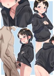 1boy 1girl age_difference ass black_hair blush bottomless caressing_testicles clothed_female_nude_male cum deep_skin djheycha erection fortissimo hair_ornament hetero highres hood hoodie idolmaster idolmaster_cinderella_girls jacket loli long_sleeves looking_at_viewer multiple_views musical_note musical_note_hair_ornament nipple_slip nipples nose_blush nude open_mouth outside_border penis penis_under_another&#039;s_clothes rabbit_hair_ornament sasaki_chie testicles trembling uncensored rating:Explicit score:384 user:Domestic_Importer