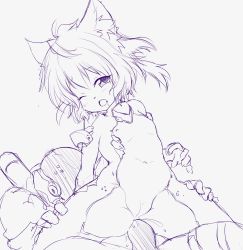  1boy 1girl absurdres anal cleft_of_venus drooling flat_chest furry hands_on_thighs highres monochrome navel nipples one_eye_closed original penis pussy sex syrup_(artist)  rating:Explicit score:19 user:ponekad