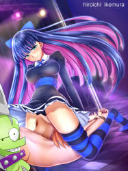 1boy 1girl arms_up artist_request bdsm blush bondage bound bound_wrists breasts brief_(psg) cunnilingus cunnilingus_through_clothes dress femdom green_eyes hetero kneeling long_hair looking_at_viewer medium_breasts miniskirt multicolored_hair oral panties panty_&amp;_stocking_with_garterbelt pink_hair purple_hair rope saliva sitting sitting_on_face sitting_on_person skirt smile stocking_(psg) thighhighs underwear rating:Explicit score:31 user:TornAsunder