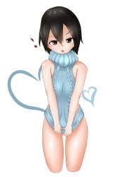  absurdres bottomless brown_hair highres inaba_himeko meme_attire red_eyes virgin_killer_sweater  rating:Questionable score:3 user:itsukarine