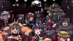 2boys 6+girls annie_(skullgirls) beowulf_(skullgirls) big_band breasts candy cellphone cerebella_(skullgirls) cleavage coat disembodied_head drink drooling everyone eyepatch filia_(skullgirls) finger_to_mouth food hair_over_one_eye hat ice_cream junkpuyo lab_zero_games large_breasts leviathan_(skullgirls) long_hair looking_at_viewer movie_theater ms._fortune_(skullgirls) multiple_boys multiple_girls official_art parasoul_(skullgirls) peacock_(skullgirls) phone popcorn prehensile_hair red_hair saliva samson_(skullgirls) shushing skullgirls sleeping squigly_(skullgirls) star-shaped_pupils star_(symbol) symbol-shaped_pupils tattoo umbrella_(skullgirls) vice-versa_(skullgirls) zombie rating:Sensitive score:43 user:dmysta3000
