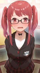  blush glasses highres kurosususu persona persona_5 persona_5_the_royal red_eyes red_hair school_uniform yoshizawa_kasumi  rating:Sensitive score:32 user:Chadthundercock!