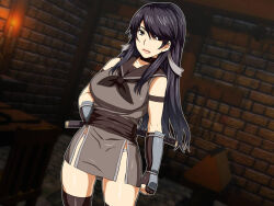  1girl black_hair breasts female_focus kameneji katana large_breasts sword weapon 