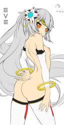  1girl ass back_turned bracelet breasts detached_sleeves elsword eve_(elsword) jewelry long_hair nipples orange_eyes silver_hair small_breasts solo thighhighs white_thighhighs  rating:Explicit score:23 user:ElswordPlay3r