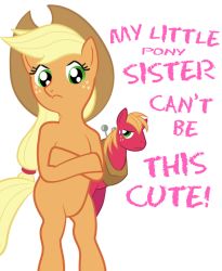 4chan :&lt; applejack artist_request big_macintosh blonde_hair brother_and_sister can&#039;t_be_this_cute cowboy_hat crossed_arms crossover english freckles frown green_eyes hat horse long_hair low-tied_long_hair my_little_pony my_little_pony:_friendship_is_magic orange_hair ore_no_imouto_ga_konna_ni_kawaii_wake_ga_nai parody siblings rating:Sensitive score:17 user:danbooru