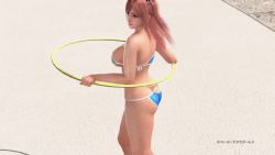 1girl 3d animated animated_gif ass bare_shoulders bikini breasts cleavage dead_or_alive dead_or_alive_xtreme dead_or_alive_xtreme_3_fortune female_focus hip_focus honoka_(doa) hoop hula_hoop large_breasts navel outdoors pink_hair short_hair solo swimsuit thighs rating:Questionable score:45 user:Aman2k16