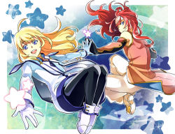  00s 1boy 1girl black_pantyhose blonde_hair blue_eyes coat colette_brunel full_body gloves headband holding_hands itou_(hgrk310) leggings long_hair pants pantyhose red_hair shoes smile star_(symbol) starry_background tales_of_(series) tales_of_symphonia thick_thighs thighhighs thighs white_gloves zelos_wilder  rating:Sensitive score:2 user:danbooru