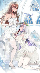  1boy 1girl artist_request blush bride brown_hair censored crossdressing dress elbow_gloves fellatio gloves green_eyes hetero highres long_hair oral original penis purple_eyes shoes silver_hair sweat tears testicles thighhighs tongue tongue_out trap trap_on_female wedding_dress  rating:Explicit score:62 user:FabricioDias
