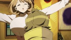 10s 1boy 1girl animated animated_gif breast_smother breasts hetero huge_breasts indoors narusawa_ryouka occultic;nine upper_body rating:Sensitive score:98 user:snesfan