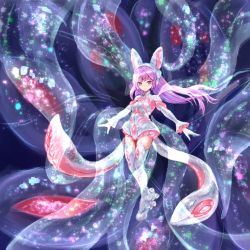  biosuit bodysuit highres living_clothes nulroh pink_eyes tentacle_clothes tentacles 