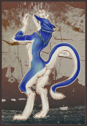  blue_theme breasts claws closed_eyes furry sergal tail water white_theme  rating:Questionable score:13 user:Xru