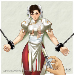 azasuke bracelet capcom chained chain chun-li double_bun highres jewelry spiked_bracelet spikes street_fighter torn_clothes rating:Explicit score:4 user:Anonymous