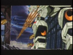 1990s_(style) 1girl animated animated_gif battle brown_hair building casing_ejection city cloud cloudy_sky death f71_g-cannon falling firing gundam gundam_f91 lowres mecha novelty_death outdoors overcast retro_artstyle robot screencap shell_casing skirt sky war what rating:Sensitive score:13 user:danbooru