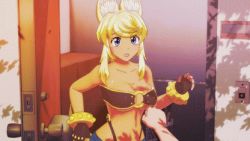 1girl 3d animal_ears animated animated_gif assisted_exposure blonde_hair blue_eyes bouncing_breasts breasts facial_mark large_breasts liru lowres myu_ranran nipples renkin_san-kyuu_magical_pokaan surprised tail top_pull undressing upper_body rating:Explicit score:352 user:TiTaNz