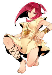  1girl barefoot bracelet feet jewelry magi_the_labyrinth_of_magic morgiana pendant red_eyes red_hair side_ponytail solo  rating:Questionable score:20 user:canoil