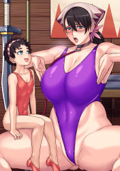 1boy 1girl age_difference androgynous artist_request ass bare_legs black_hair bow_legged breasts bulge cameltoe cattleya_(queen&#039;s_blade) cattleya_(queen&#039;s_blade_unlimited) child cleft_of_venus covered_navel crossdressing erection erection_under_clothes glasses haigure haigure_pose hairband half-closed_eyes heavy_breathing highleg highleg_leotard highres huge_breasts incest kaina_(b-white) leotard lips long_hair looking_at_another meme mother_and_son partially_visible_vulva pet_play ponytail queen&#039;s_blade rana_(queen&#039;s_blade) shiny_skin short_hair sideboob sitting smile spread_legs squatting sweat thick_thighs thighs thong_leotard trap wedgie rating:Questionable score:186 user:fakyuh