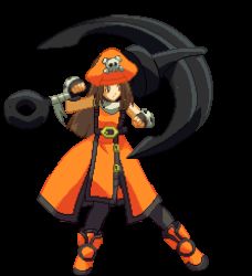  1girl anchor animated animated_gif arc_system_works brown_hair guilty_gear guilty_gear_x guilty_gear_xx hat idle_animation lowres may_(guilty_gear) pirate pixel_art solo transparent_background  rating:Sensitive score:23 user:Momo