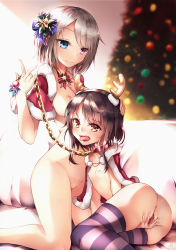 2girls absurdres age_difference antlers bdsm blue_eyes blush breasts brown_hair capelet censored chain christmas christmas_tree collar femdom flat_chest flower fur_trim hair_ornament height_difference heterochromia highres horns huge_filesize iri_flina jewelry leash loli medium_breasts multiple_girls nakatokung necklace nipples onee-loli open_mouth pendant pet_play pussy pussy_juice red_eyes reindeer_antlers ribbon saliva santa_costume short_hair short_hair_with_long_locks silver_hair sita_vilosa slave small_breasts smile spread_pussy striped_clothes striped_legwear striped_thighhighs sword_girls tears thighhighs tongue tongue_out white_hair yellow_eyes yuri rating:Explicit score:89 user:danbooru