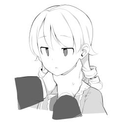 1boy 1girl bad_id bad_twitter_id collarbone cropped_torso dress drill_hair expressionless greyscale hands_on_another&#039;s_neck idolmaster idolmaster_cinderella_girls medium_hair monochrome morikubo_nono out_of_frame producer_(idolmaster) ringlets simple_background sketch solo_focus sweatdrop uccow upper_body rating:Sensitive score:23 user:danbooru