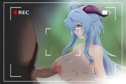  1boy 1girl 3d animated blue_hair breasts censored cum cum_on_body cum_on_breasts cum_on_upper_body dark-skinned_male dark_skin ejaculation facial fat fat_man from_side ganyu_(genshin_impact) genshin_impact hasmk2 highres horns interracial large_breasts large_penis lowres male_pubic_hair nipples nude outdoors paizuri penis perpendicular_paizuri pubic_hair purple_eyes recording tagme video viewfinder  rating:Explicit score:133 user:SylvanDragon