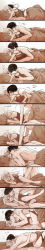  1boy 1girl absurdres barefoot bed bottomless feet highres levi_(shingeki_no_kyojin) missionary prone_bone sepia sequential sex sex_from_behind shingeki_no_kyojin toes  rating:Explicit score:47 user:Squeakgator