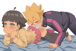  aldwelter blonde_hair blue_eyes blush boruto:_naruto_next_generations child_on_child closed_eyes clothes_lift cunnilingus cunnilingus_through_clothes face_in_ass facial_mark incest loli lying naruto_(series) on_bed on_stomach oral panties shota skirt skirt_lift smile striped_clothes striped_panties thighhighs underwear uzumaki_boruto uzumaki_himawari whisker_markings white_background  rating:Explicit score:291 user:Verify45