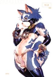  1boy :o aged_down animal_ears blue_hair brown_eyes bulge cat_boy cat_ears cat_tail choker elbow_gloves erection erection_under_clothes fingerless_gloves furry furry_male gloves highres jewelry latex male_focus navel necklace nipples open_mouth original panties penis po-ju scan see-through short_hair shota solo standing tail testicles thighhighs thong topless_male underwear white_hair yin_yang  rating:Explicit score:102 user:Sizzier