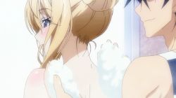  10s 1boy 1girl animated animated_gif ass ass_grab bath blonde_hair blue_eyes cecilia_alcott hetero infinite_stratos lowres mixed-sex_bathing nude orimura_ichika shared_bathing soap_bubbles  rating:Questionable score:108 user:mori072