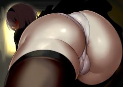 1girl 2b_(nier:automata) all_fours anus anus_peek ass ass_focus bad_id bad_pixiv_id black_dress black_hairband blindfold blush breasts brown_thighhighs cameltoe cleft_of_venus covered_eyes cowboy_shot crawling dress fat_mons foreshortening from_behind hairband huge_ass indoors juliet_sleeves leotard leotard_under_clothes long_sleeves looking_at_viewer looking_back microdress mikoyan nier:automata nier_(series) nose open_mouth parted_lips partially_visible_anus profile puffy_sleeves ribbed_dress shiny_skin short_hair side_slit silver_hair skindentation solo thick_thighs thighhighs thighs thong thong_leotard underwear upskirt white_leotard wide_hips rating:Questionable score:189 user:danbooru