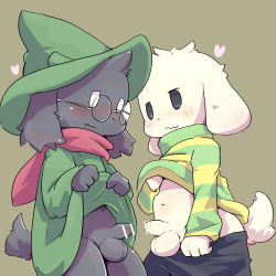 2boys animal_ears asriel_dreemurr bar_censor black_eyes black_fur black_hair blush censored closed_mouth clothes_lift clothes_pull deltarune dot_nose dress dress_lift ear_blush flaccid foreskin furry furry_male glasses goat_ears green_dress green_headwear hat heart horns horns_through_headwear lifting_own_clothes long_sleeves looking_at_another male_focus monster_boy multiple_boys navel pants pants_pull penis pink_scarf pointless_censoring ralsei round_eyewear scarf shirt shirt_lift shota standing stomach striped_clothes striped_shirt sweatdrop tabezakari128 tail testicles two-tone_shirt undertale wavy_mouth white_eyes white_fur white_hair witch_hat yaoi rating:Explicit score:44 user:ImWastingMyLife