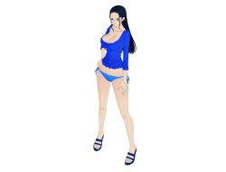  1girl 3d bikini black_hair blue_eyes breasts female_focus from_above full_body nico_robin one_piece solo standing swimsuit transparent_background xnalara  rating:Sensitive score:4 user:Rivalz
