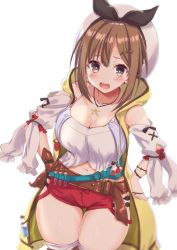  1girl atelier_(series) atelier_ryza atelier_ryza_1 breasts cleavage hand_on_own_hip hat highres honoka_chiffon jewelry large_breasts necklace reisalin_stout short_shorts shorts solo tagme thighhighs thighs  rating:Sensitive score:15 user:iconce