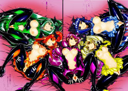  10s 5girls bad_end_beauty bad_end_happy bad_end_march bad_end_peace bad_end_precure bad_end_sunny bat_wings blonde_hair blue_hair bodysuit breastless_clothes breasts dark_persona fingerless_gloves gloves gradient_background green_hair latex multiple_girls nipples pink_hair precure pussy red_hair smile_precure! spread_legs spread_pussy wings  rating:Explicit score:39 user:digi.amuro