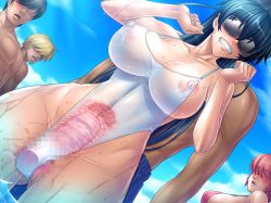00s 1girl beach blindfold breasts censored cervix covered_erect_nipples cross-section curvy igawa_asagi kagami_hirotaka large_breasts lilith-soft long_hair moaning multiple_boys nipples one-piece_swimsuit partially_visible_vulva public_indecency pussy_juice saliva see-through sex_toy shiny_skin short_hair sky sweat swimsuit tagme taimanin_(series) taimanin_asagi taimanin_asagi_kessen_arena thighs vibrator x-ray rating:Explicit score:67 user:spidfan