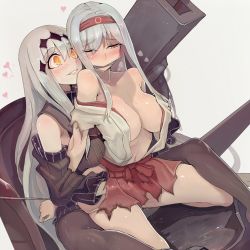 2girls abyssal_ship aircraft_carrier_water_oni bare_shoulders bdsm black_dress black_legwear bondage bound breasts cleave_gag cloth_gag detached_sleeves dress femdom fingering gag gagged hair_ornament hairband hakama heart improvised_gag japanese_clothes kantai_collection large_breasts long_hair multiple_girls off_shoulder one_eye_closed open_clothes orange_eyes pussy_juice rape ribbed_dress sailor_dress short_dress shoukaku_(kancolle) silver_hair smile sweat thighhighs torn_clothes torn_hakama very_long_hair walzrj wince yuri rating:Explicit score:109 user:danbooru