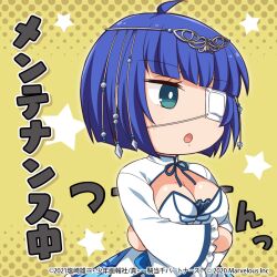  1girl blue_hair breasts chibi eyepatch ikkitousen large_breasts official_art ryomou_shimei solo  rating:Sensitive score:7 user:YuukoLover
