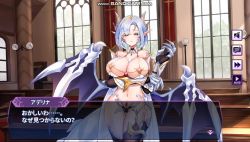  1girl adelina ai～_izyou_naru_kuusou_sekai～ animated armor breasts cape claws cleavage dmm horns huge_breasts large_breasts pale_skin pointy_ears scales short_hair solo sound tagme tail thighhighs tiara video white_hair wings  rating:Questionable score:21 user:hentaixhentai