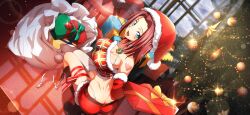 1girl artist_request ass back bare_shoulders belt black_footwear blue_eyes body_markings boots bow box breasts butt_crack choker christmas christmas_ornaments christmas_tree cleavage code_geass code_geass:_lost_stories collarbone crop_top dimples_of_venus dutch_angle elbow_gloves facial_mark female_focus from_behind full_body fur-trimmed_gloves fur-trimmed_headwear fur-trimmed_shirt fur-trimmed_shorts fur_trim game_cg gift gift_box gloves green_bow hair_intakes hand_up happy hat heart high_heels highleg highleg_panties highres holding holding_box holding_sack incoming_gift indoors knee_boots kouzuki_kallen large_breasts leg_ribbon legs_together looking_at_viewer looking_back midriff non-web_source official_art open_mouth panties plaid plaid_shirt pom_pom_(clothes) red_gloves red_hair red_hat red_ribbon red_shirt red_shorts ribbon sack santa_hat shirt short_hair short_shorts shorts sidelocks single_thighhigh sleeveless sleeveless_shirt smile solo sparkle squatting star_(symbol) string_panties thighhighs underwear white_choker white_panties white_thighhighs window yellow_bow zipper