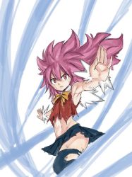 1girl alternate_form armpits dirty fairy_tail mashima_hiro miniskirt navel official_art pink_eyes pink_hair simple_background skirt sleeveless solo spiked_hair spoilers thighhighs torn_clothes torn_thighhighs wendy_marvell rating:Sensitive score:35 user:dmysta3000