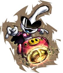 1boy alien armor ball black_cape cape colored_skin flying_saucer highres mario_(series) mario_strikers_charged nintendo open_mouth orbulon plasticity signature spacecraft sunglasses warioware white_skin