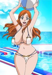  ball beachball bleach breasts huge_breasts inoue_orihime monkeyman nipples orange_hair  rating:Explicit score:79 user:tanjz