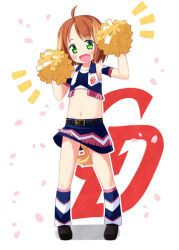  1girl :d ahoge animal_ears cheerleader child inuarashi meiko_(inuarashi) navel open_mouth original pom_pom_(cheerleading) smile tail  rating:Sensitive score:8 user:Otaku2012