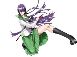 1girl busujima_saeko highres highschool_of_the_dead katana purple_hair satou_shouji school_uniform sword thighhighs weapon rating:Sensitive score:28 user:spiderfan