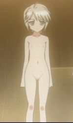  1girl animated animated_gif ezomori_nozomu flat_chest kanokon loli media_factory nipples no_pussy nude short_hair silver_hair  rating:Questionable score:54 user:Ryomi_Oni