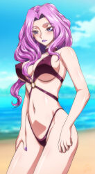  1girl beach bikini breasts code_geass cornelia_li_britannia large_breasts long_hair ocean solo swimsuit 