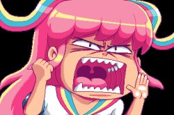  1girl against_fourth_wall angry animated animated_gif fourth_wall giffany gravity_falls knocking long_hair looking_at_viewer lowres paul_robertson pink_hair school_uniform serafuku solo transparent_background yandere  rating:Sensitive score:18 user:Xalrun