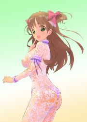  10s 1girl :d amatsuka_haruka ass baby_princess bad_id bad_pixiv_id blush bodystocking bodysuit bow breasts brown_hair cowboy_shot frills gradient_background green_eyes hair_bow lace lingerie long_hair looking_at_viewer looking_back looking_to_the_side medium_breasts nipples no_bra open_mouth panties ribbon see-through see-through_bodysuit simple_background smile solo standing thong two_side_up underwear wrist_cuffs xyh  rating:Questionable score:42 user:danbooru